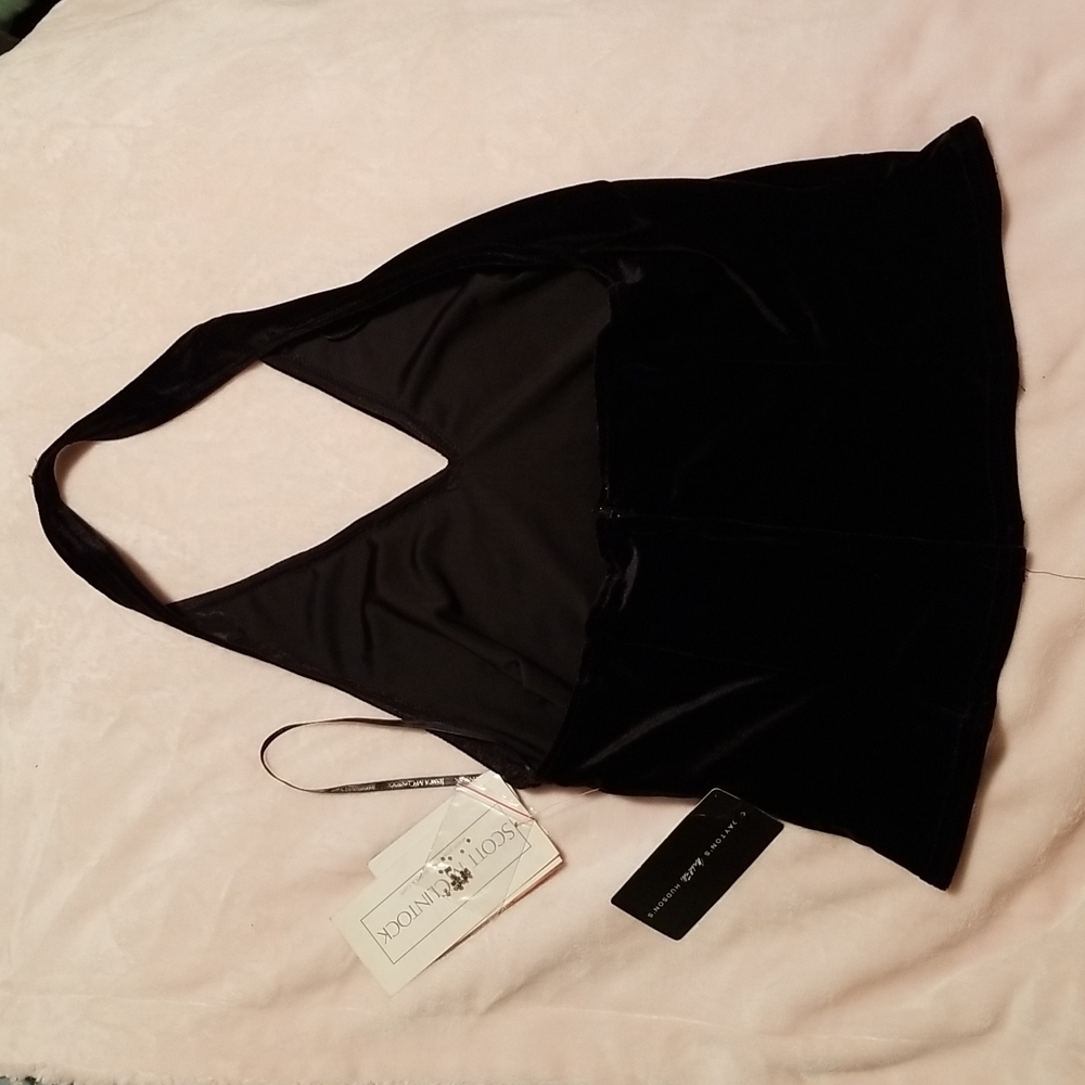 Vintage Black Velvet Halter Top - Picture 2 of 12